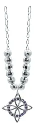 Collar Plata 925 Nudo de Bruja con Zirconia Violeta y Cadena Bolita - Imagen 2