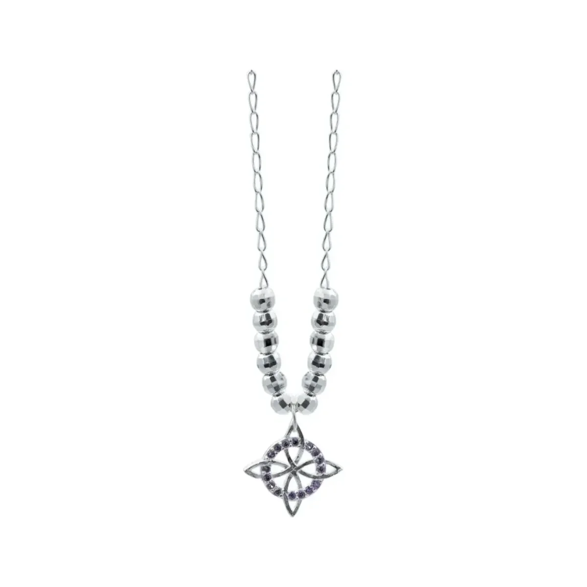 Collar Plata 925 Nudo de Bruja con Zirconia Violeta y Cadena Bolita - Imagen 3