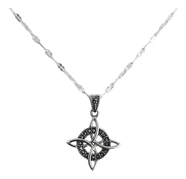 Collar Plata 925 Nudo de Bruja con Zirconia y Cadena 50cm - Imagen 1