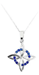 Collar Plata 925 Nudo de Bruja con Zirconias Azules y Cadena Figaro - Imagen 1
