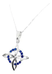 Collar Plata 925 Nudo de Bruja con Zirconias Azules y Cadena Figaro - Imagen 2