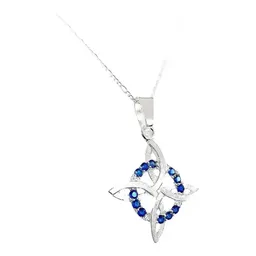 Collar Plata 925 Nudo de Bruja con Zirconias Azules y Cadena Figaro - Imagen 3