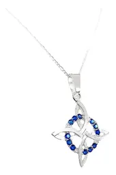 Collar Plata 925 Nudo de Bruja con Zirconias Azules y Cadena Figaro - Imagen 3