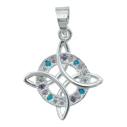 Collar Plata 925 Nudo de Bruja con Zirconias Multicolor y Cadena - Imagen 2