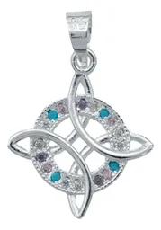 Collar Plata 925 Nudo de Bruja con Zirconias Multicolor y Cadena - Imagen 2