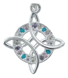 Collar Plata 925 Nudo de Bruja con Zirconias Multicolor y Cadena - Imagen 3
