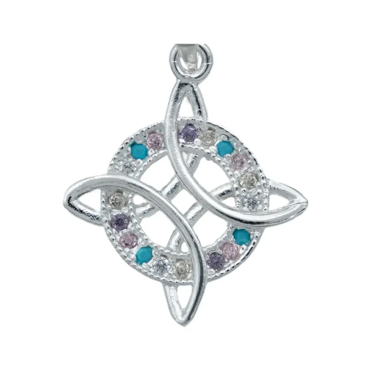 Collar Plata 925 Nudo de Bruja con Zirconias Multicolor y Cadena - Imagen 3