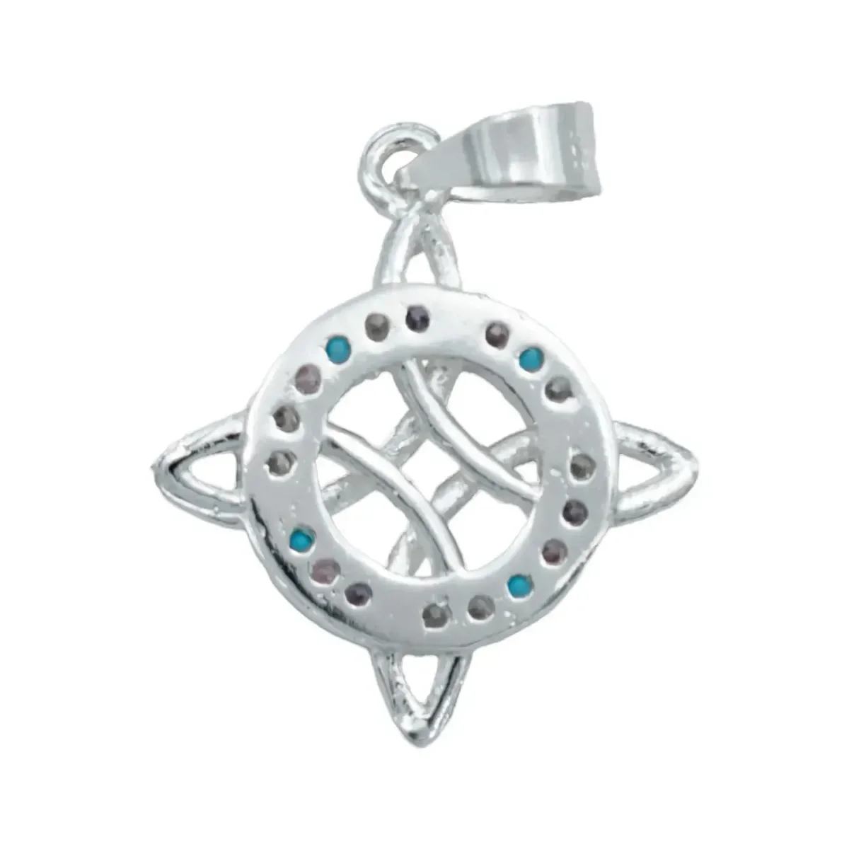 Collar Plata 925 Nudo de Bruja con Zirconias Multicolor y Cadena - Imagen 4