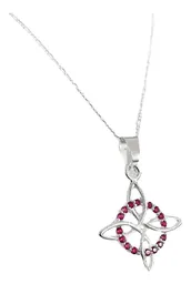 Collar Plata 925 Nudo de Bruja con Zirconias Rosas Cadena Estilo Liso 55cm - Imagen 3