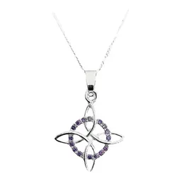 Collar Plata 925 Nudo de Bruja con Zirconias Violeta 55cm - Imagen 1