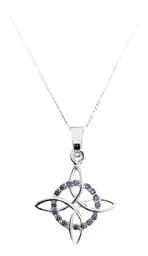 Collar Plata 925 Nudo de Bruja con Zirconias Violeta 55cm - Imagen 1