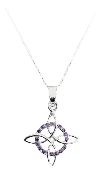 Collar Plata 925 Nudo de Bruja con Zirconias Violeta 55cm - Imagen 1