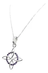 Collar Plata 925 Nudo de Bruja con Zirconias Violeta 55cm - Imagen 2