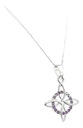 Collar Plata 925 Nudo de Bruja con Zirconias Violeta 55cm - Imagen 3