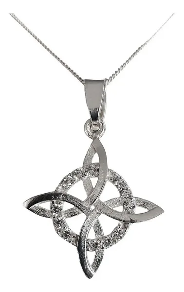 Collar Plata 925 Nudo de Bruja con Zirconias y Cadena - Imagen 1