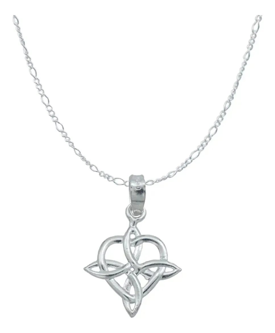 Collar Plata 925 Nudo de Bruja Corazón Liso para Mujer - Joyaris joyería fina mexicana