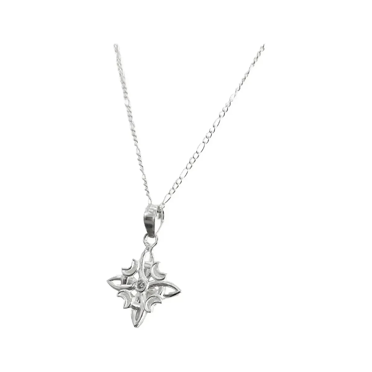 Collar Plata .925 Nudo de Bruja Fases Lunares con Zirconia brillante, dije de luna y nudo de bruja protector, joyería holísti