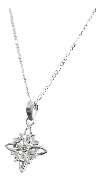 Collar Plata 925 Nudo de Bruja Fases Lunares con Zirconia - Imagen 1