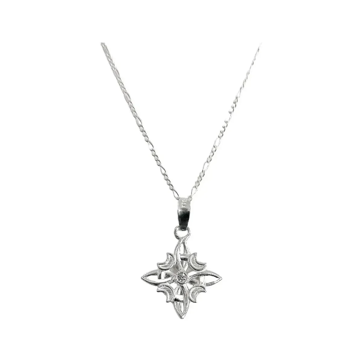 Collar Plata 925 Nudo de Bruja Fases Lunares con Zirconia Figaro 3x1 - Imagen 2