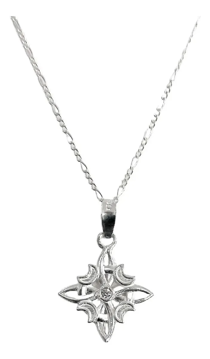 Collar Plata 925 Nudo de Bruja Fases Lunares con Zirconia - Imagen 1