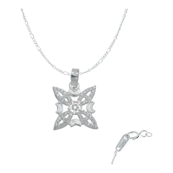 Collar Plata 925 Nudo de Bruja Fases Lunares con Zirconia - Imagen 1