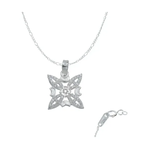 Collar Plata 925 Nudo de Bruja Fases Lunares con Zirconia - Imagen 1
