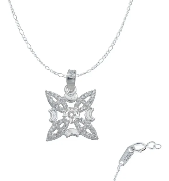 Collar Plata 925 Nudo de Bruja Fases Lunares con Zirconia - Imagen 1