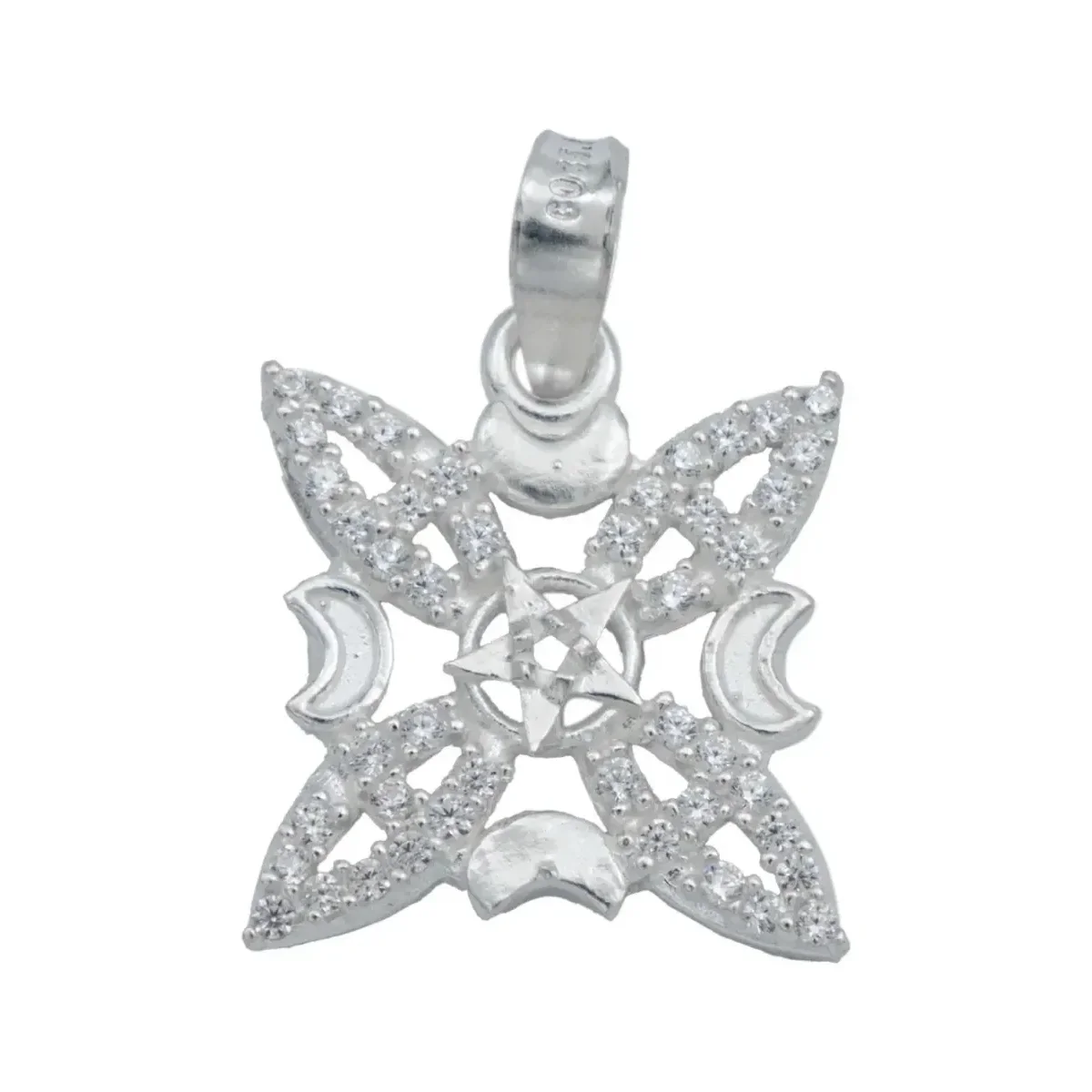 Collar Plata 925 Nudo de Bruja Fases Lunares con Zirconia Otra Bandola - Imagen 2