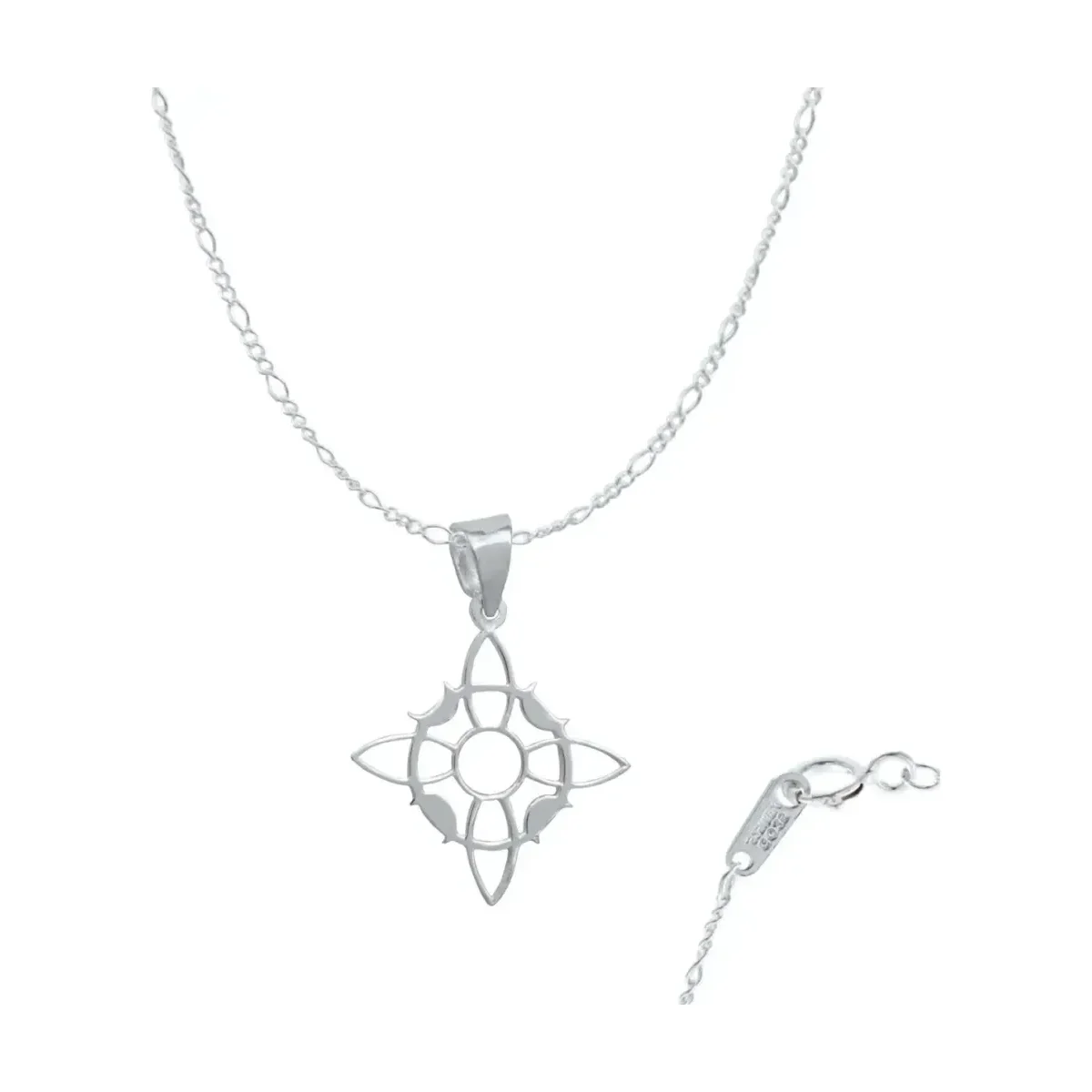 Collar Plata 925 Nudo de Bruja místico con Fases Lunares y Zirconia brillante. Joyería artesanal mexicana, amuleto de protecc