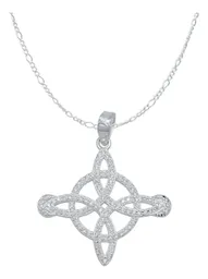 Collar Plata 925 Nudo de Bruja Lunas con Zirconia Brillante - Imagen 1