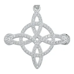 Collar Plata 925 Nudo de Bruja Lunas con Zirconia Brillante - Imagen 3