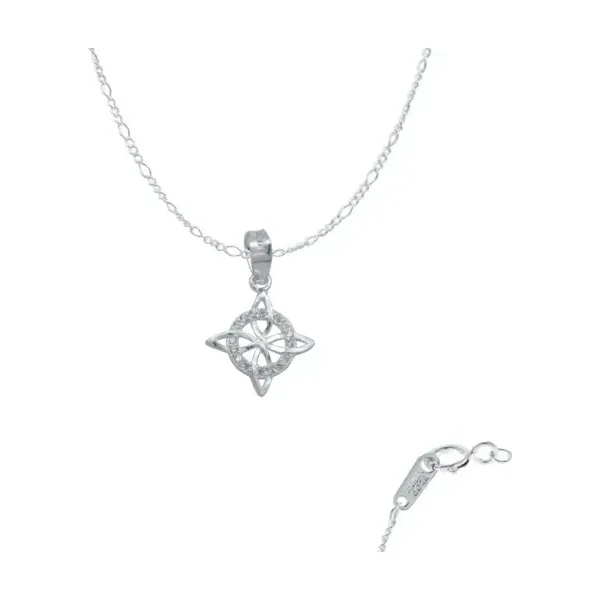 Collar Plata 925 Nudo de Bruja Mini Plano Zirconia - Imagen 1