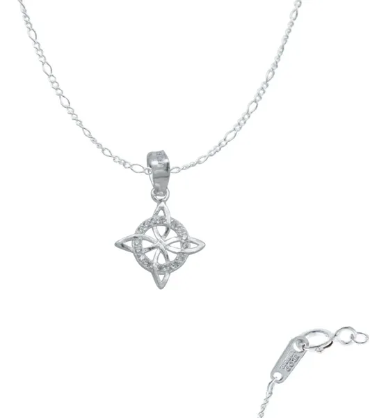 Collar Plata 925 Nudo de Bruja Mini Plano Zirconia - Imagen 1