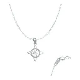 Collar Plata 925 Nudo de Bruja Plano con Zirconia Cadena 50cm - Imagen 1