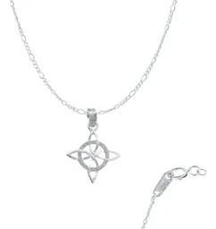 Collar Plata 925 Nudo de Bruja Plano con Zirconia Cadena 50cm - Imagen 1