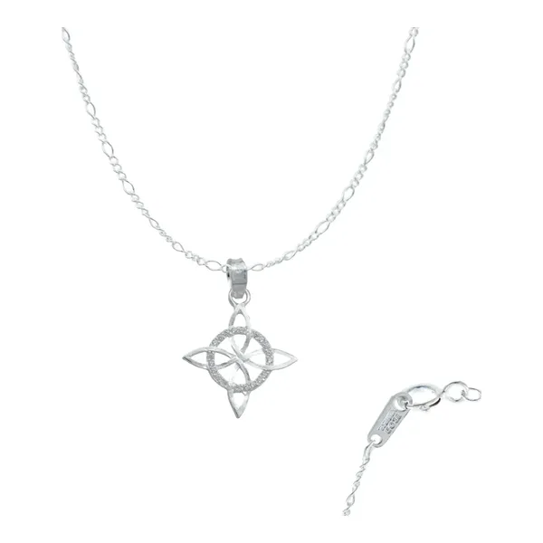 Collar Plata 925 Nudo de Bruja Plano con Zirconia Cadena 50cm - Imagen 1