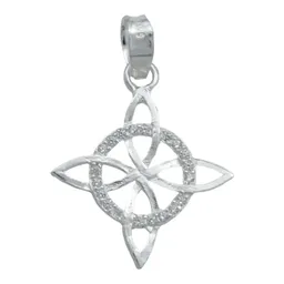 Collar Plata 925 Nudo de Bruja Plano con Zirconia Cadena 50cm - Imagen 2
