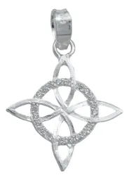 Collar Plata 925 Nudo de Bruja Plano con Zirconia Cadena 50cm - Imagen 2