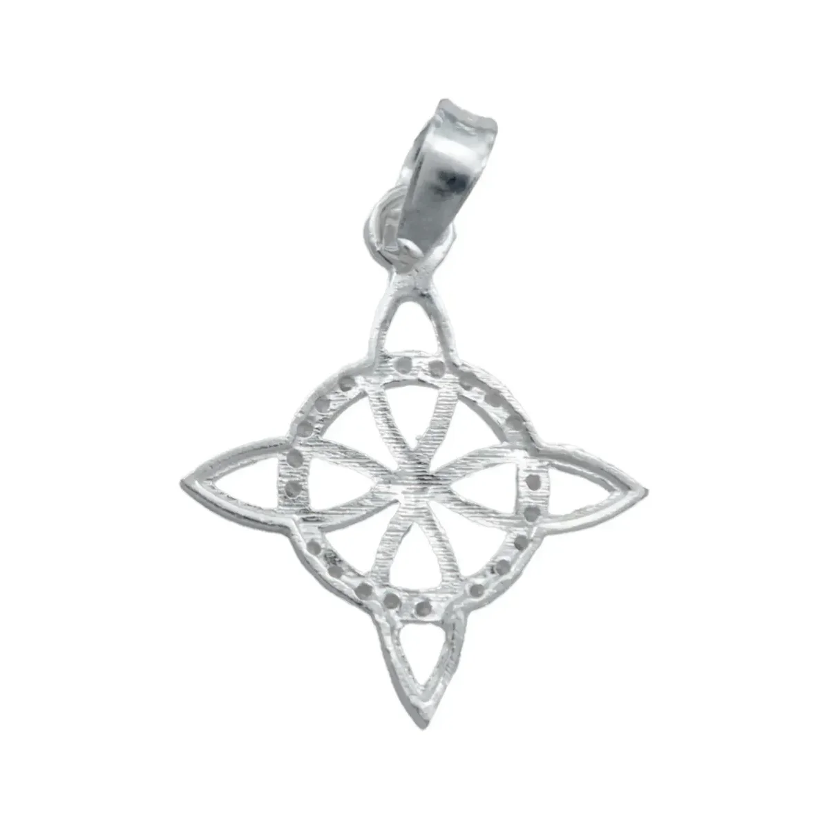 Collar Plata 925 Nudo de Bruja Plano con Zirconia Cadena 50cm - Imagen 3