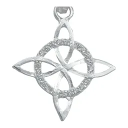 Collar Plata 925 Nudo de Bruja Plano con Zirconia Cadena 50cm - Imagen 4