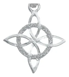 Collar Plata 925 Nudo de Bruja Plano con Zirconia Cadena 50cm - Imagen 4