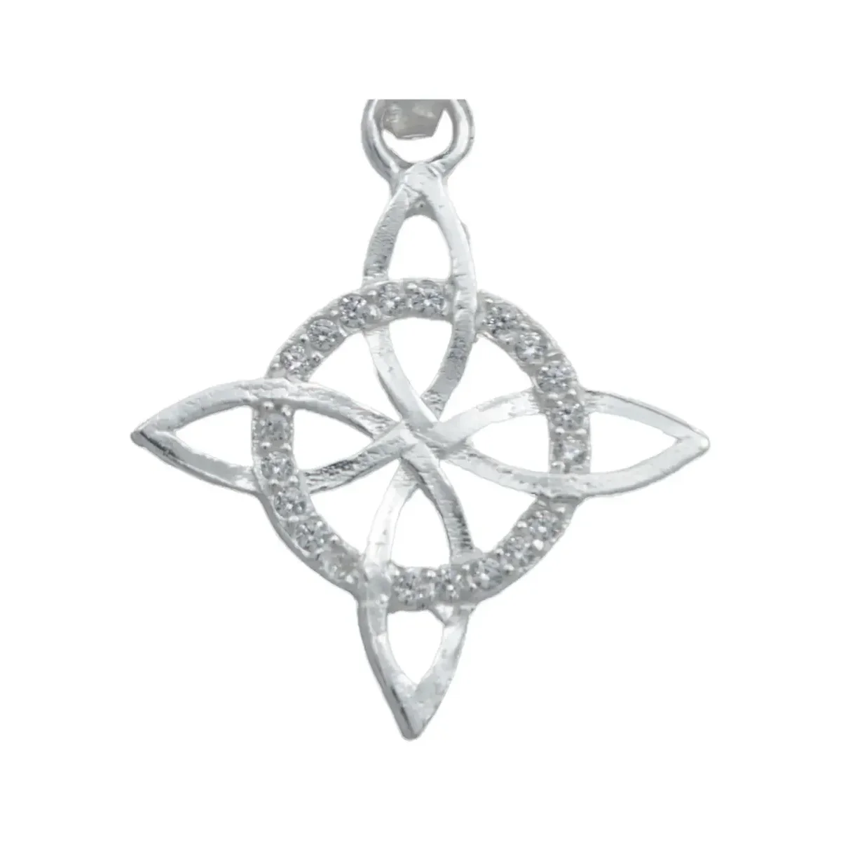 Collar Plata 925 Nudo de Bruja Plano con Zirconia Cadena 50cm - Imagen 4