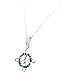Collar Plata .925 Nudo de Bruja Zirconia Azul Cadena 45cm - Imagen 2