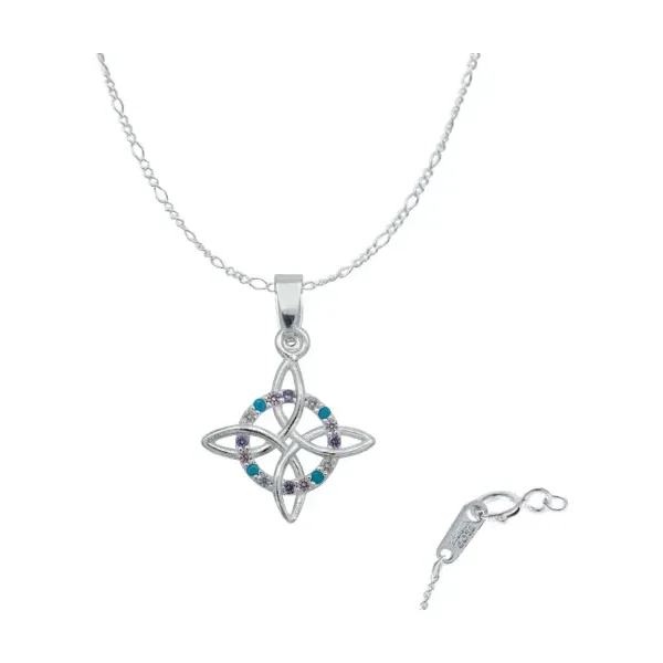 Collar Plata 925 Nudo de Bruja Zirconia Multicolor 55cm - Imagen 1