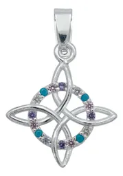 Collar Plata 925 Nudo de Bruja Zirconia Multicolor 55cm - Imagen 2
