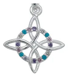 Collar Plata 925 Nudo de Bruja Zirconia Multicolor 55cm - Imagen 3