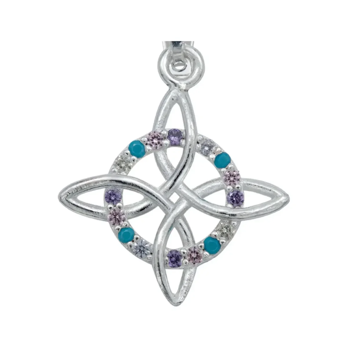 Collar Plata 925 Nudo de Bruja Zirconia Multicolor 55cm - Imagen 3