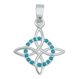 Collar Plata 925 Nudo de Bruja Zirconia Turquesa Cadena 45cm - Imagen 2