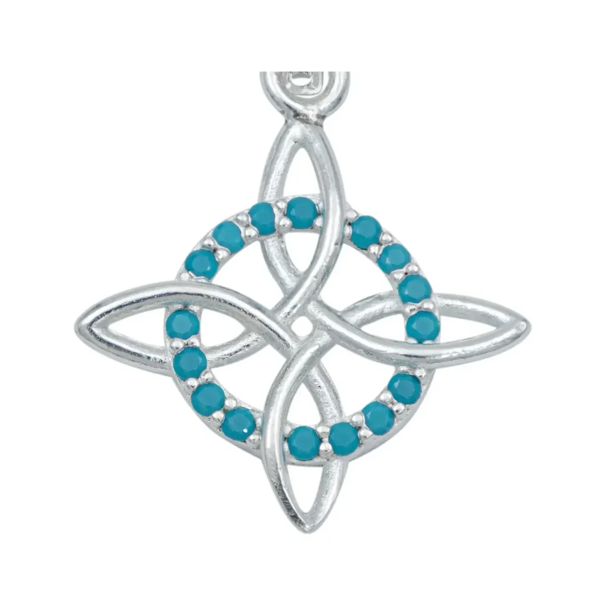 Collar Plata 925 Nudo de Bruja Zirconia Turquesa Cadena 45cm - Imagen 3