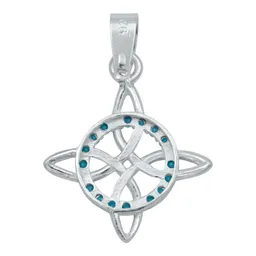 Collar Plata 925 Nudo de Bruja Zirconia Turquesa Cadena 45cm - Imagen 4